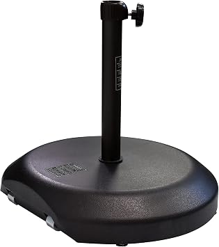 California Umbrella 75 lbs. Round Concrete Weighted Powdercoated Steel Umbrella Base With Wheels, Bronze Frame