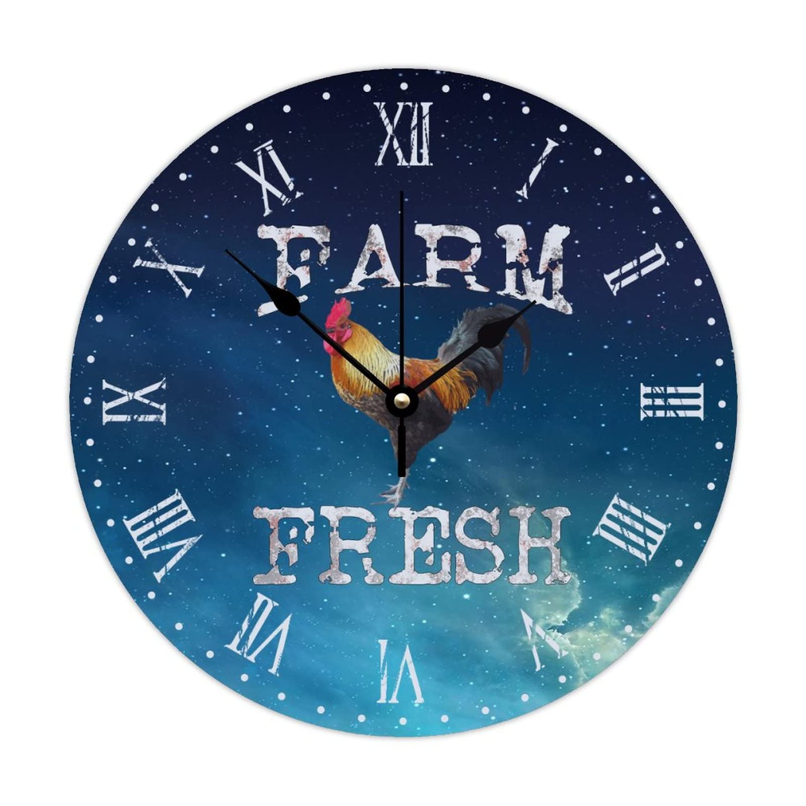 Horloge murale en bois coq mécanique quartz silencieuse grand format 38 cm à piles