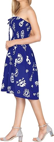 Miniatura 2 de LA LEELA Vestido de playa para mujer, verano, fiesta de Halloween, cuello halter, pirata caribeño, longitud hasta la rodilla, vestido fruncido