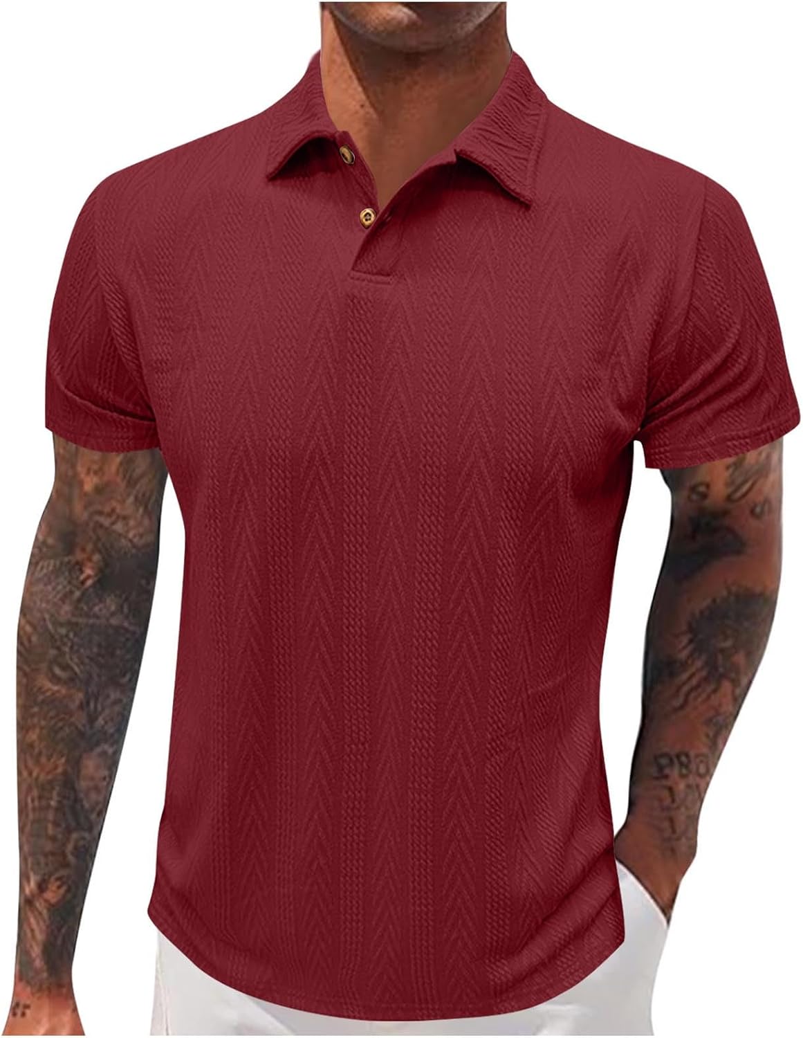 Men's Collared Shirts Short Sleeve Golf Tops Quick Dry Moisture Wicking Blouses Athletic Texture Tee for Daily