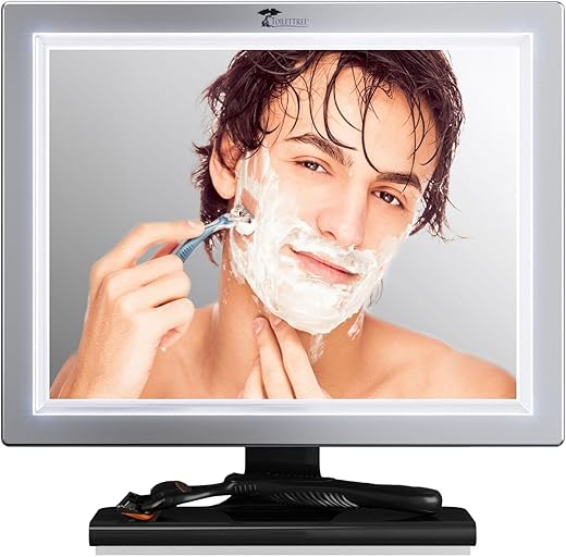 ToiletTree Products Deluxe LED Fogless Shower Mirror with Squeegee Anti-Fog Mirror - Adjustable Shaving Mirror with a Squeegee - Rust-Proof, Impact-Resistance Bathroom Shower Mirror