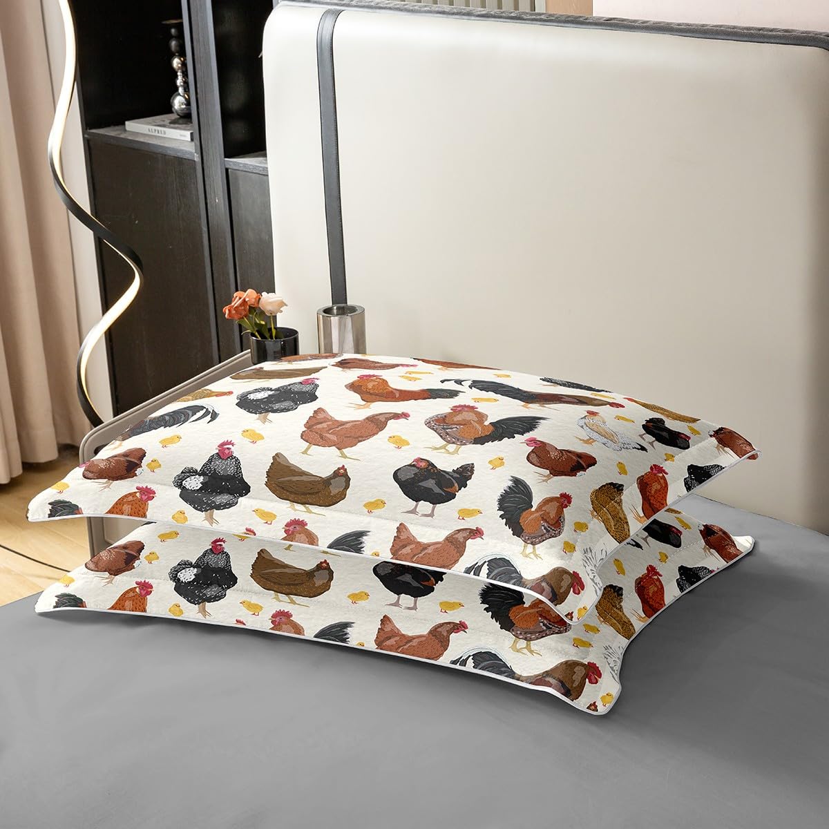 Loussiesd Kinder Huhn 100% Baumwolle Bettwäsche Set 135x200cm Bauernhof Tier Bettbezug Set Für Jungen Mädchen Bauernhof Kindergarten Dekor Betten Set Lustiges Land Thema Bettwäsche Nettes Bettbezug