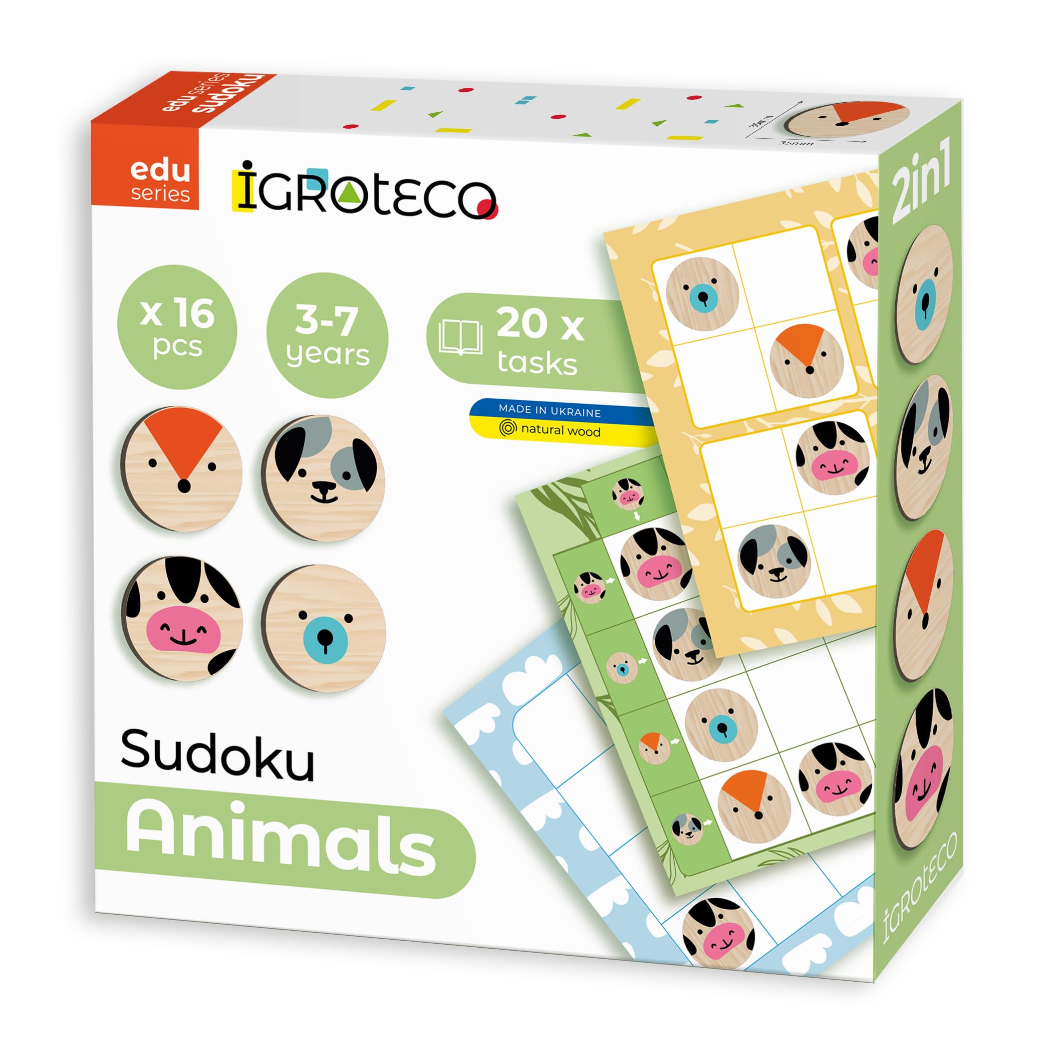 Sudoku Animales de Madera – Juego Educativo 4x4 con 20 Tareas – Estimula Lógica, Concentración y Motricidad Fina – A Partir de 3 Años