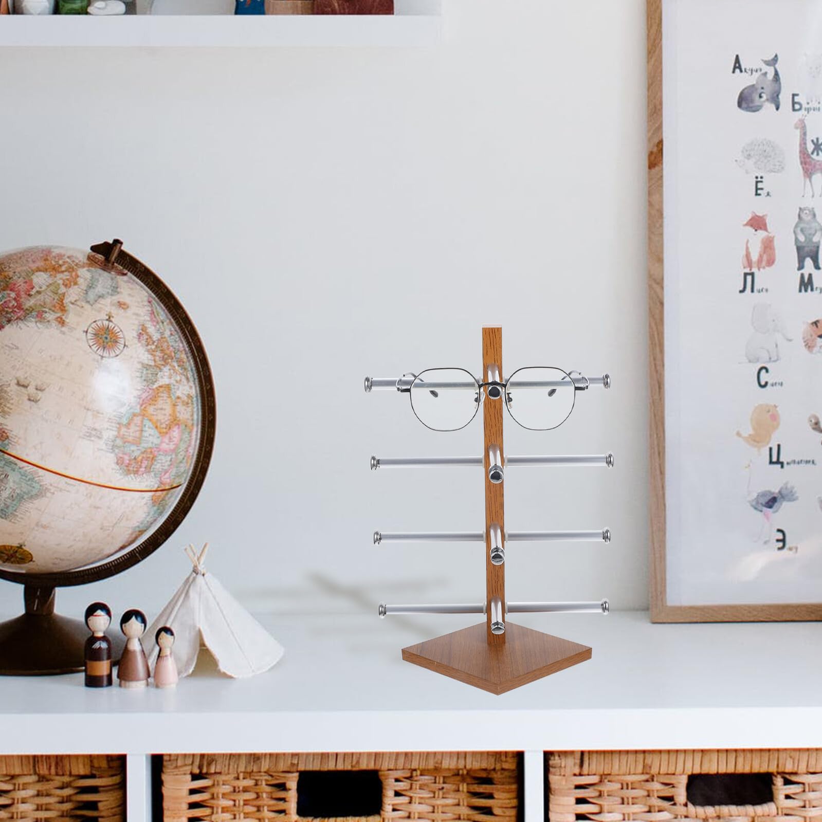 Healeved Stand per Occhiali Vintage in Legno e Lega di Alluminio