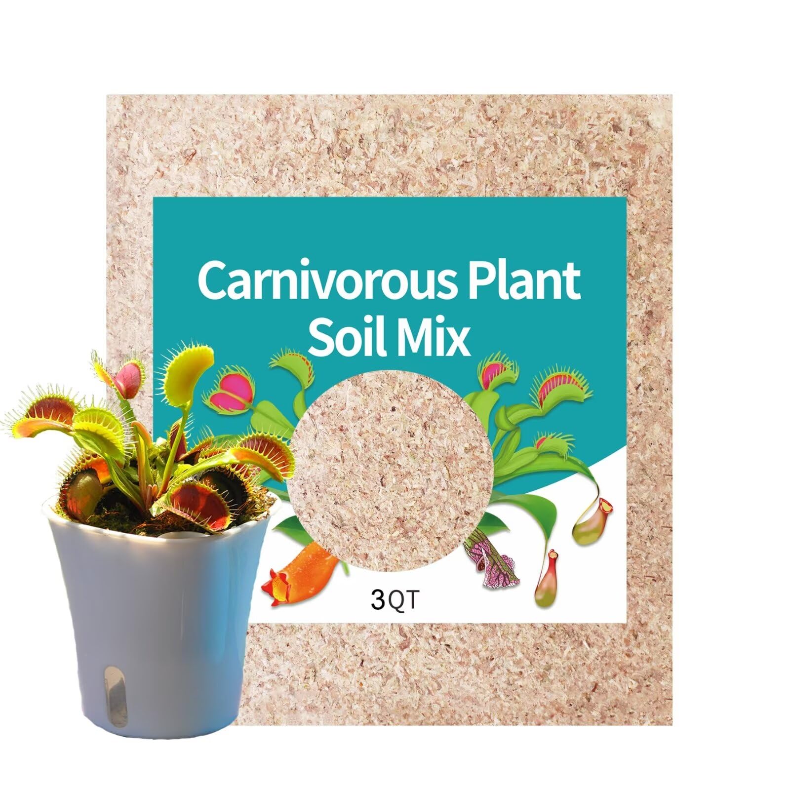 Yilotuce 3L Carnivorous Plants Soil, Ideal Venus Fly Trap Plant Potting Soil Mix, Naturally Moisturising Soil for Indoor Plants
