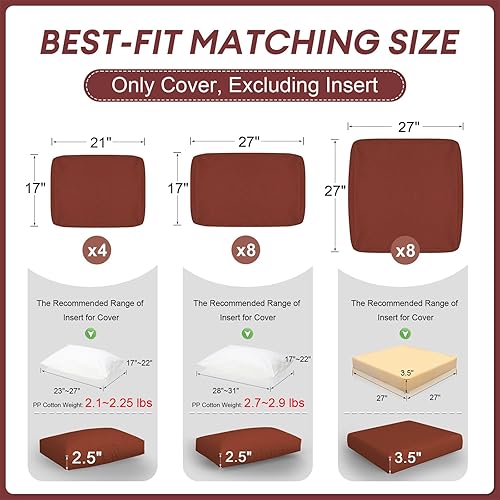 Miniatura 2 de NICESOUL 20 fundas de cojín de patio de 27 x 27 pulgadas, resistente a la decoloración y a los rayos UV, funda de repuesto modular para exteriores