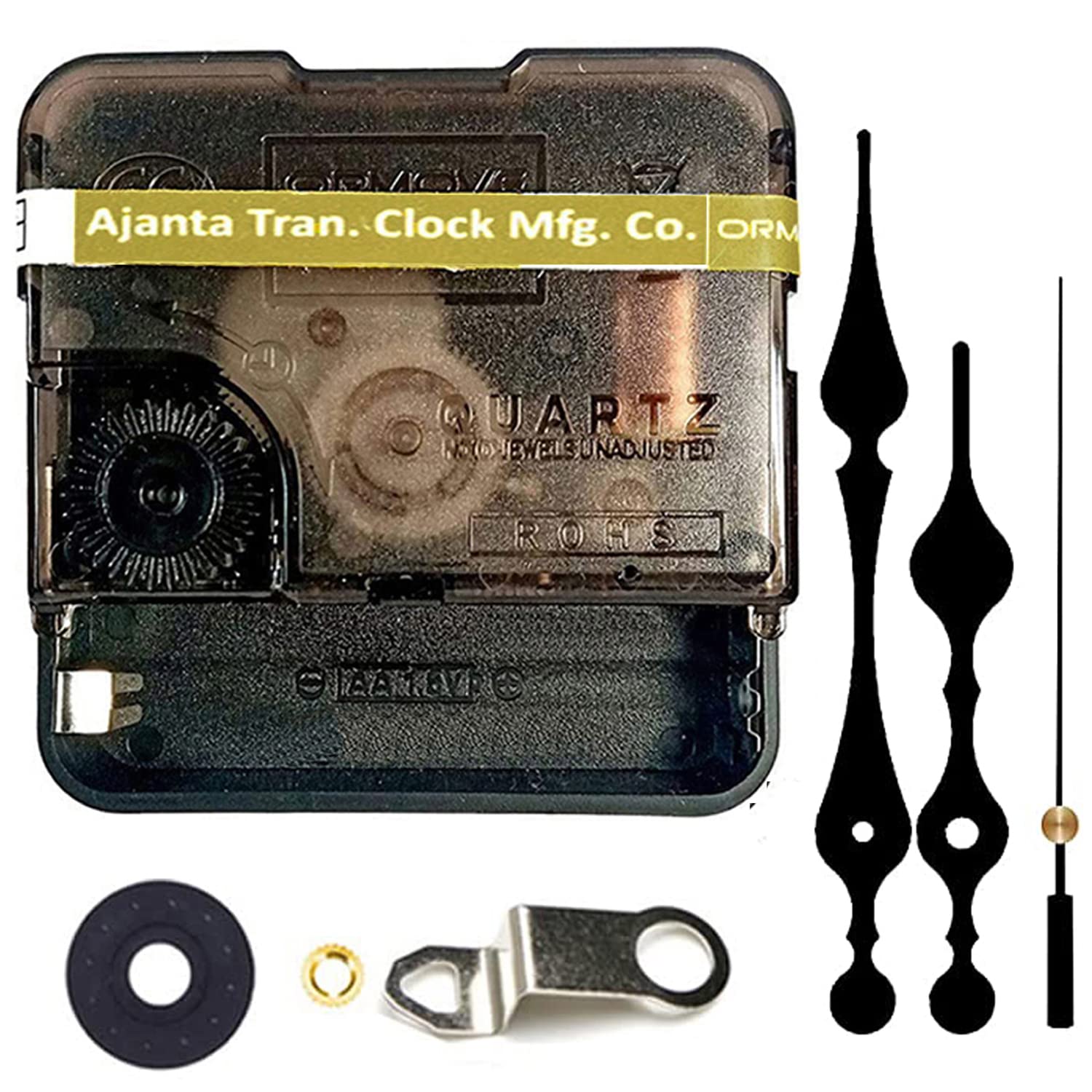 QEWINOX® Combo of Ajanta Mfg. Battery Operated Plastic Ticking Wall Clock Movement Machine with Hands (Made in India 100%) (Black 8)-picture-26