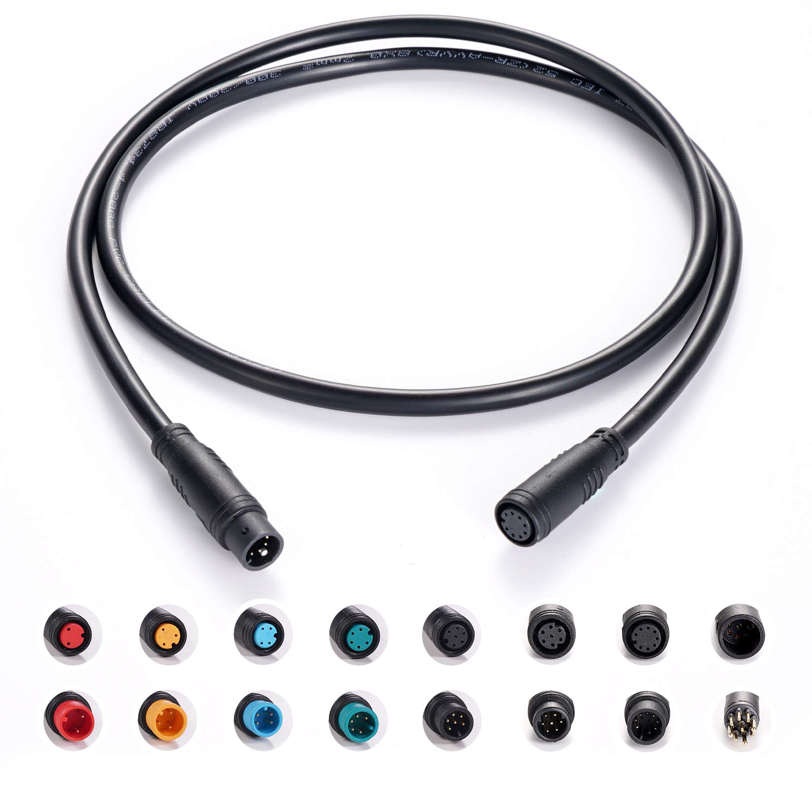 Extension Cable 2Pin/3Pin/4Pin/5Pin/6Pin/8Pin/9Pin Waterproof Plug Female to Male Works for Electric Bicycle Light/Throttle/Ebrake/Display Ebike Parts Extend Wire