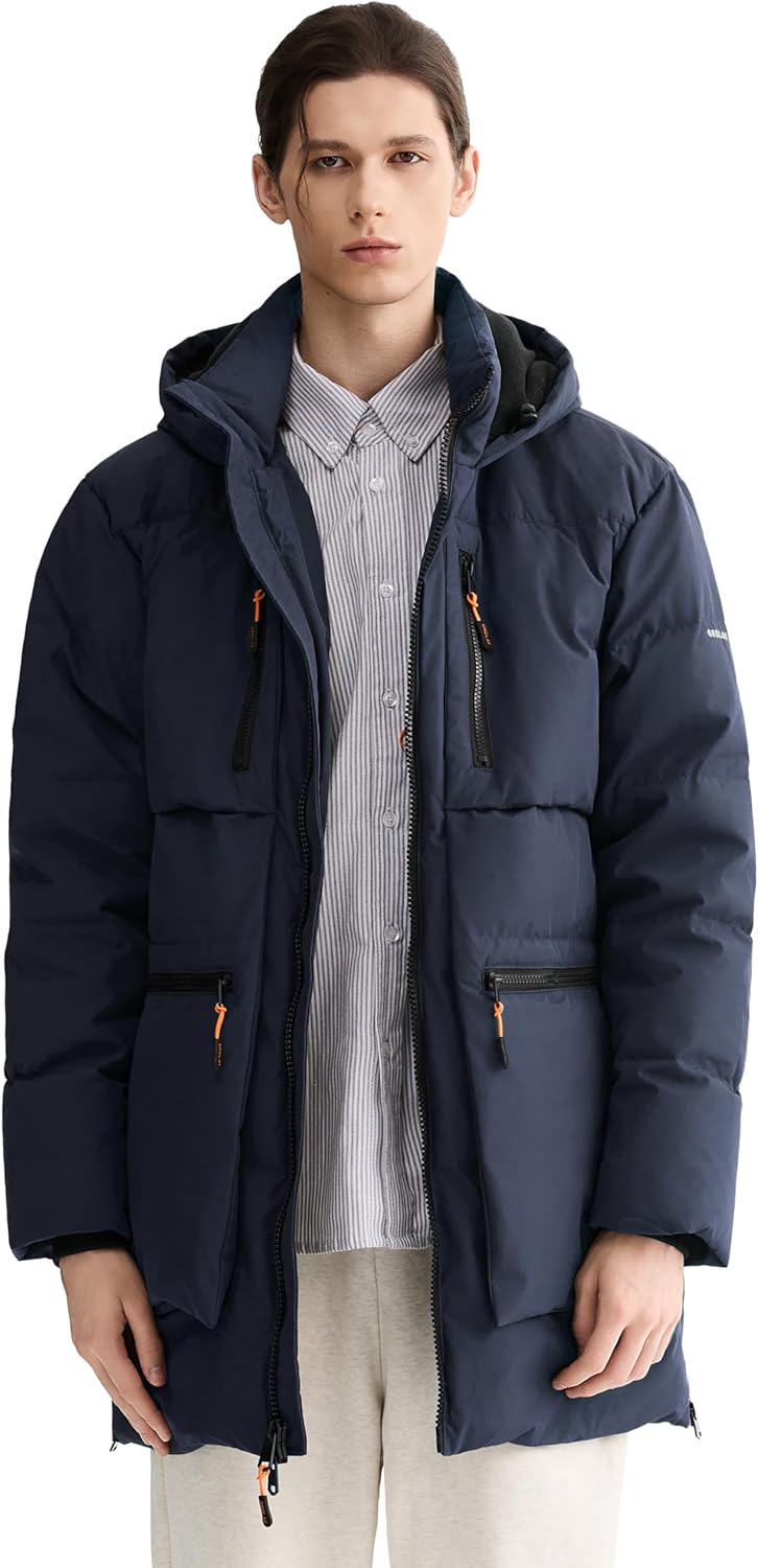 Orolay Men's Thickened Down Jacket Hooded Winter Puffer Jacket with 6 Pockets
