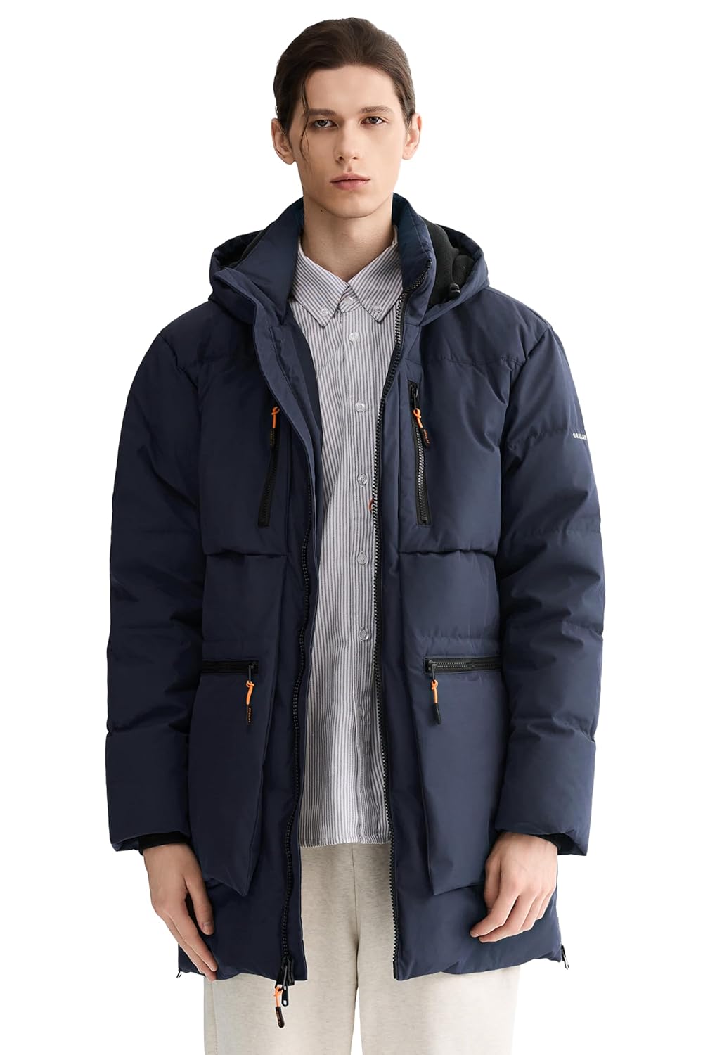 Orolay Mens Thickened Down Jacket Hooded Winter Puffer Jacket with 6 Pockets