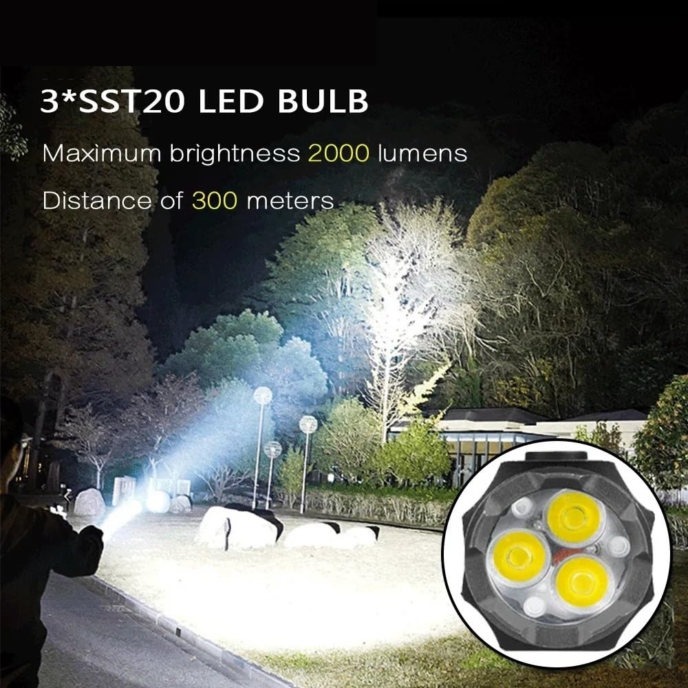 3 F350 Mini latarka LED Potężny akumulator typu C 18350 Latarka akumulatorowa SST20 Lampa 2000 lm z magnesem na ogonie Latarnia taktyczna(Long With Battery)
