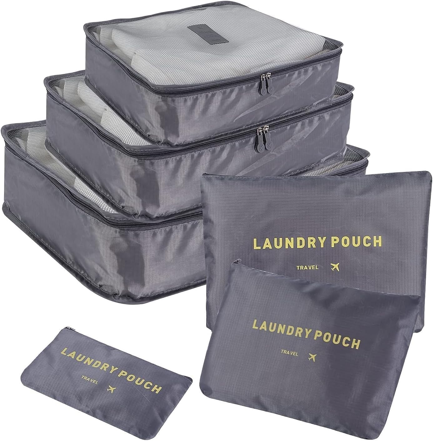 SKY-TOUCH Travel Packing Cubes,Traveling Accessories,Luggage Packing Organizers Set,Waterproof Laundry Bag,Storage Bag for Travel,Breathable Mesh,pack of 6 pieces,grey SKY-TOUCH Travel Packing Cubes,Traveling Accessories,Luggage Packing Organizers Set,Waterproof Laundry Bag,Storage Bag for Travel,Breathable Mesh,pack of 6 pieces,grey