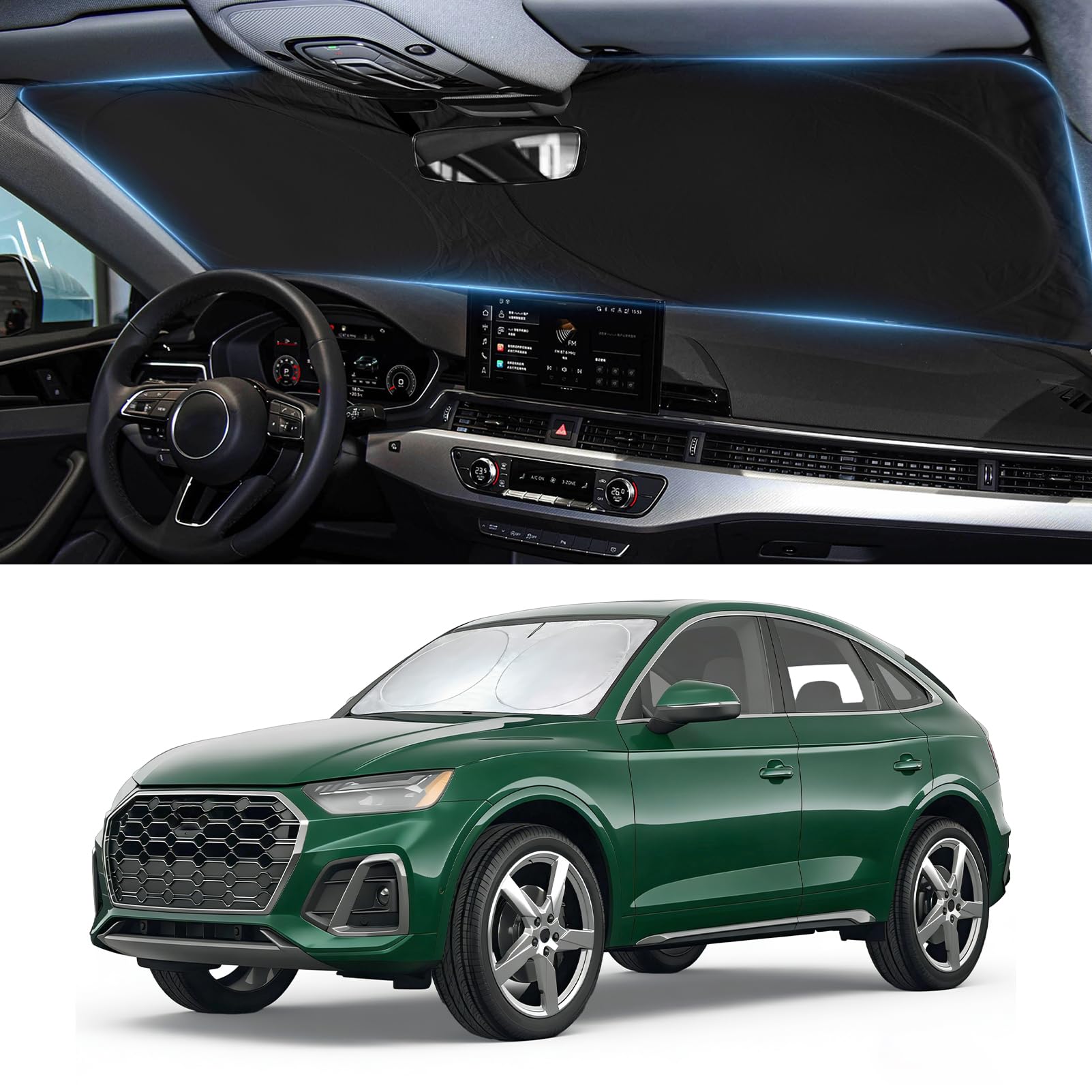 Windshield Sun Shade for 2018-2025 2026 Audi Q5/SQ5 Sun Visor Protector