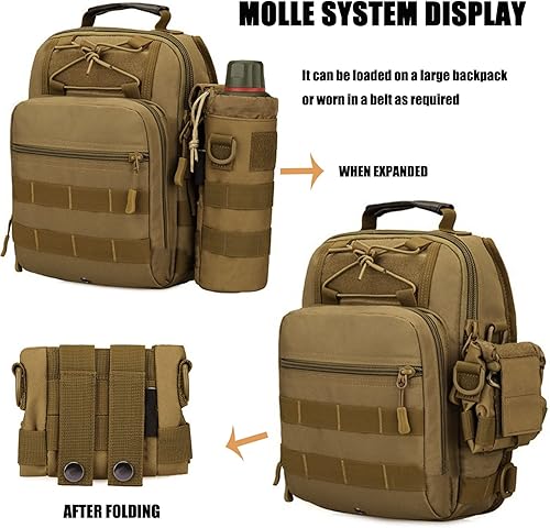 Miniatura 4 de Bolsa de agua plegable Molle 1000D mejorada con correa + parche de bandera de Estados Unidos para senderismo, camping, viajes