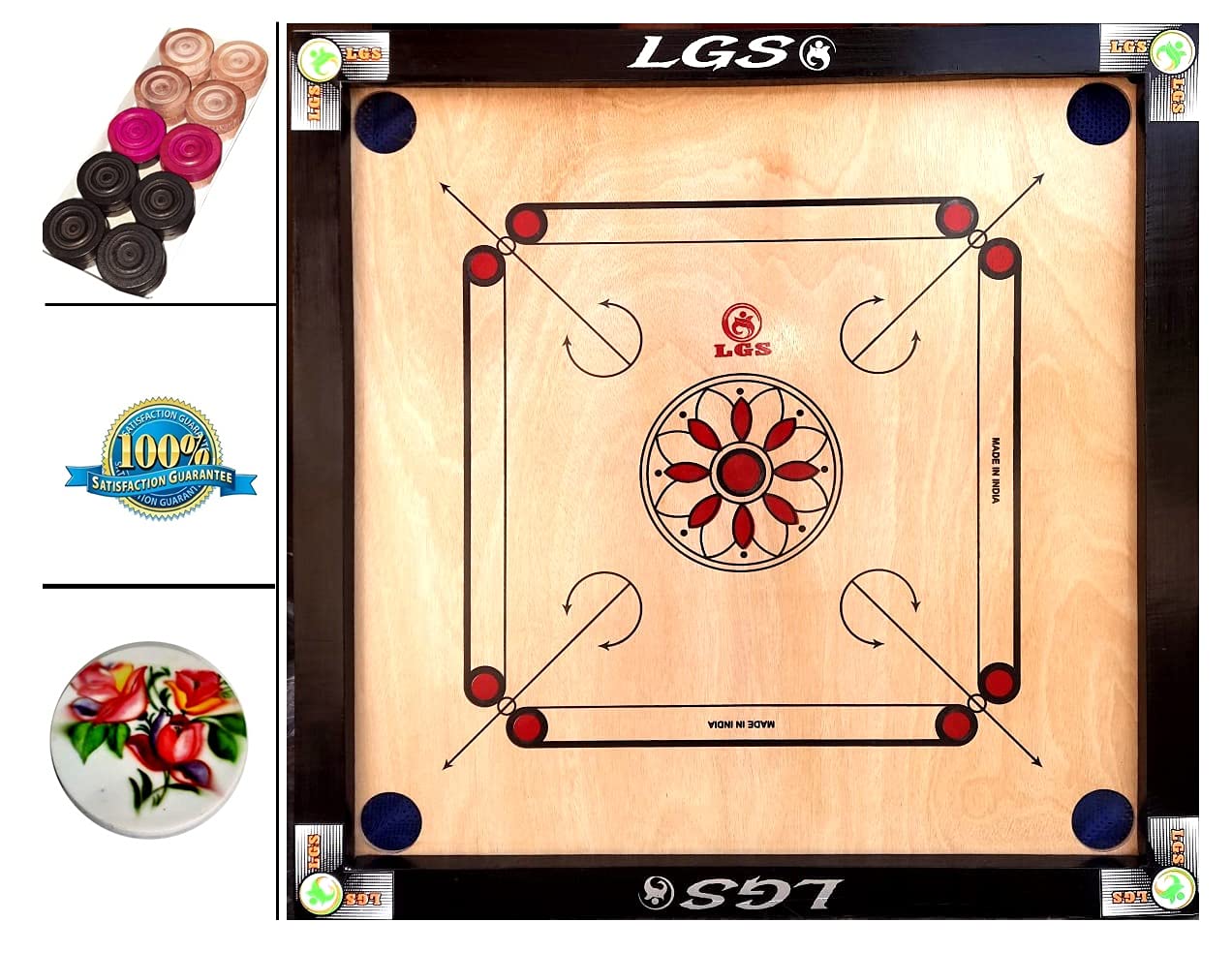 Buy LGS Carrom Board Game for Kids 26'inch Playwood with Free Carrom Coin  Set, 1pcs stricker and Carrom Powder (LGSCRM065) Online at Low Prices in  India - Amazon.in