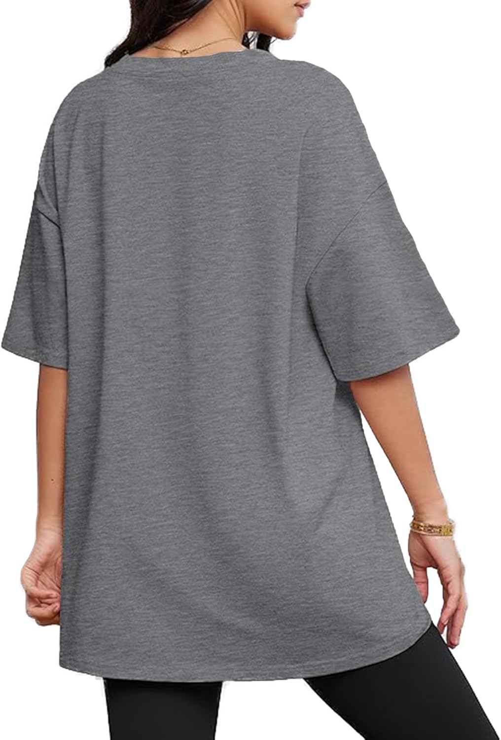 Zoyami Womens Oversized T Shirts Graphic Vintage Tees V Neck Casual Loose Fitting Short Sleeve Tops - Image 2