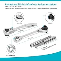 Vista 4 de DURATECH 56-Piece 1/4" Mini Ratchet Wrench and Screwdriver Bit Set, 2-in-1, 72-Tooth and 60-Tooth with Bit Socket Set, Storage Cases Included