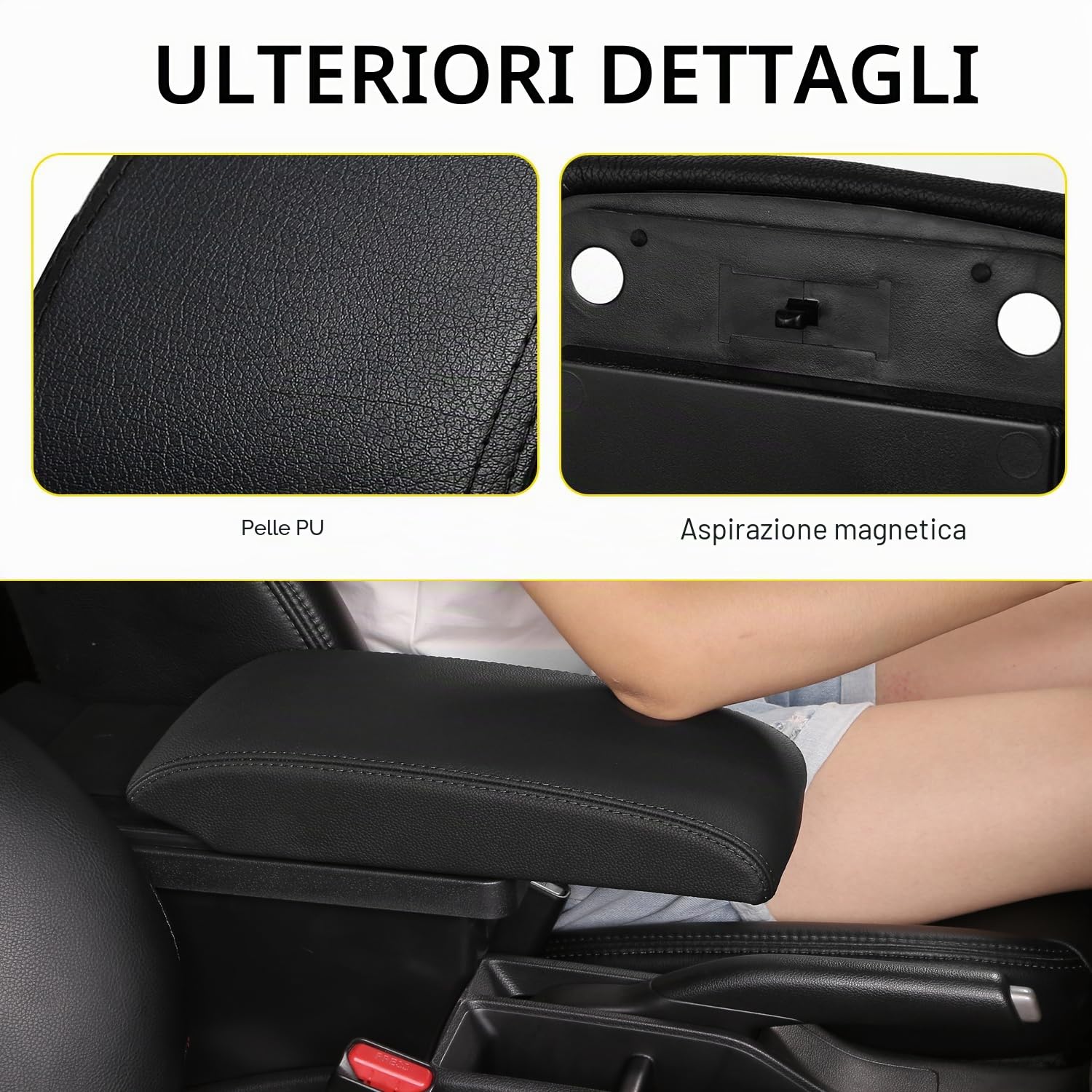 YJYWZH Braccioli per Toyota Aygo X 2021-2024 Bracciolo, Doppio Strato Centrale Console vano Nero Pelle (Nero)