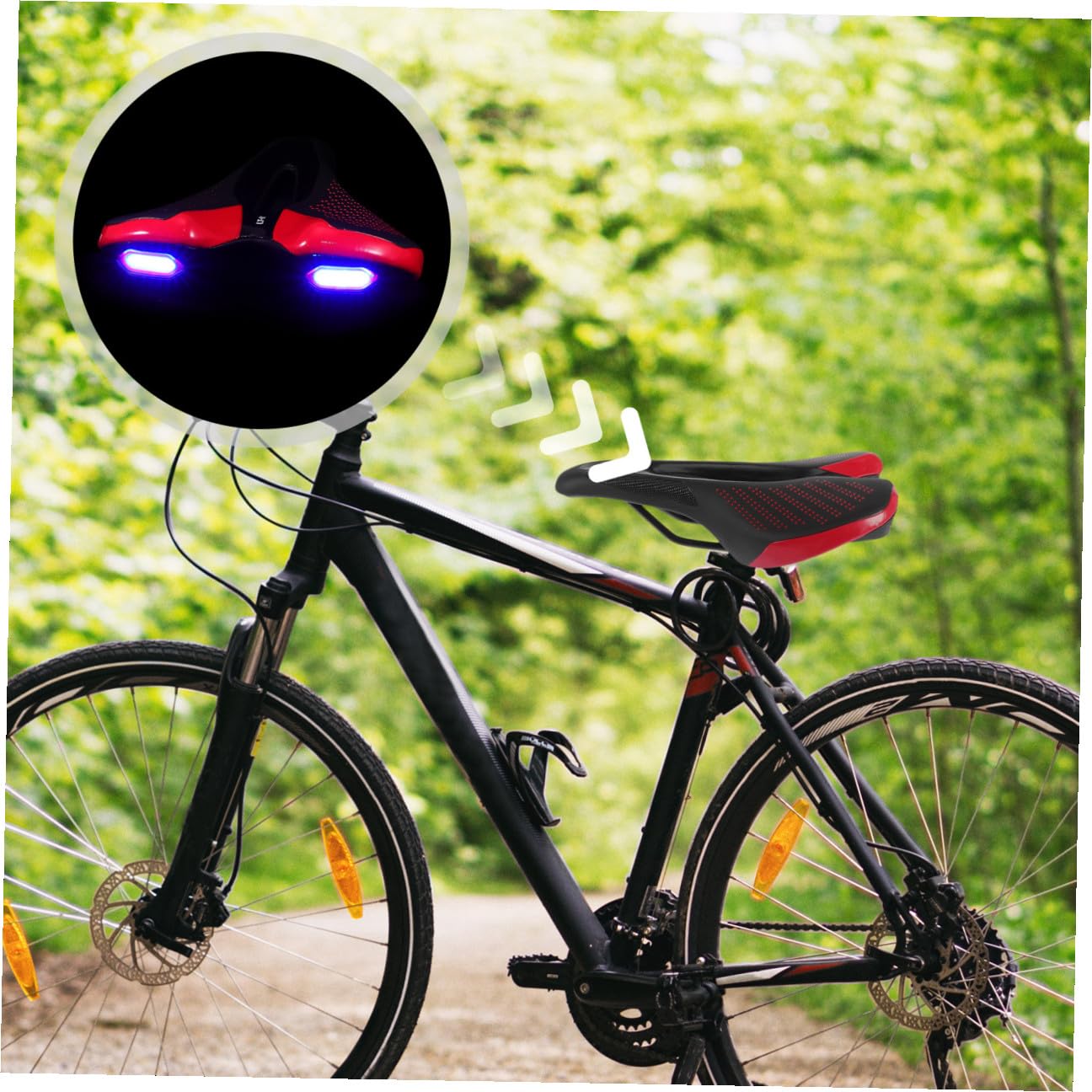 BESTonZON Seggiolino per Bicicletta Cuscino del Sedile della Bici Mountain Bike Imbottito Posto a Sedere Sella slipmat seggiolino Bici con Luce Fornitura Bici Bici Poliuretano