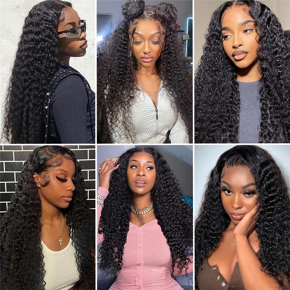 24Inch Glueless Water Wave Lace Front Wig Human Hair Brazilian Virgin 4x4 HD 24 Inch Water Wave Transparent Lace Front Wigs Human Hair  main image 3
