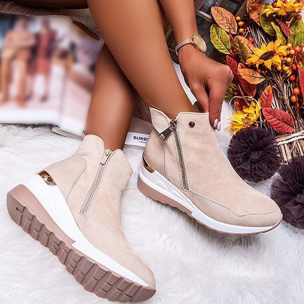 Botas Mujer Cuña Botines De Mujer Con Tacón Estilo Deportivo Y