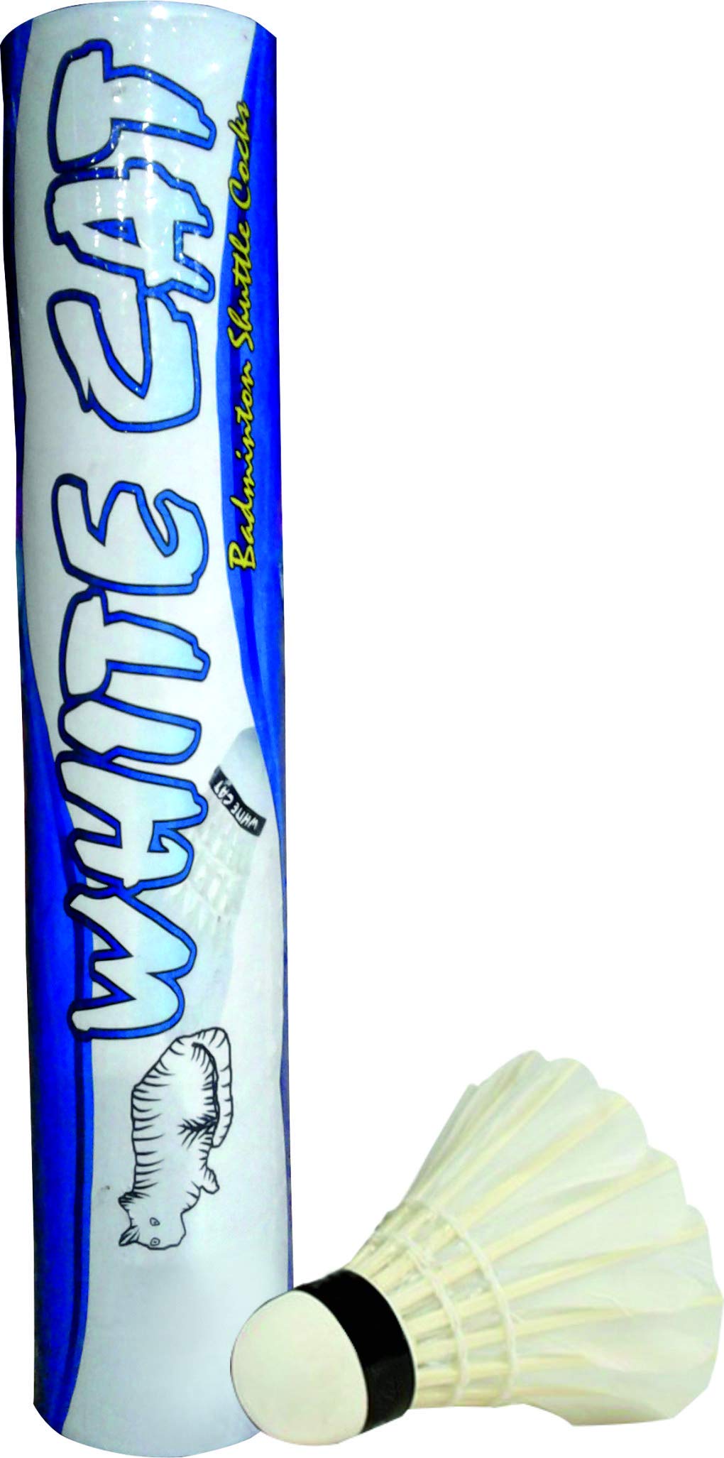 JAINA White CAT Straight Feather White Shuttle Cocks, Pack of 10