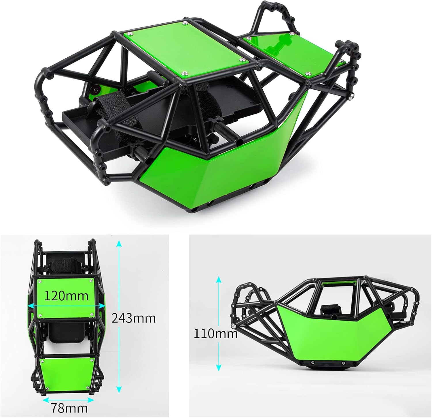 RC Roll Cage Rock Buggy Body Shell for 1/10 Axial SCX10 ll 90046 RC Crawler Car Buggy (Green)