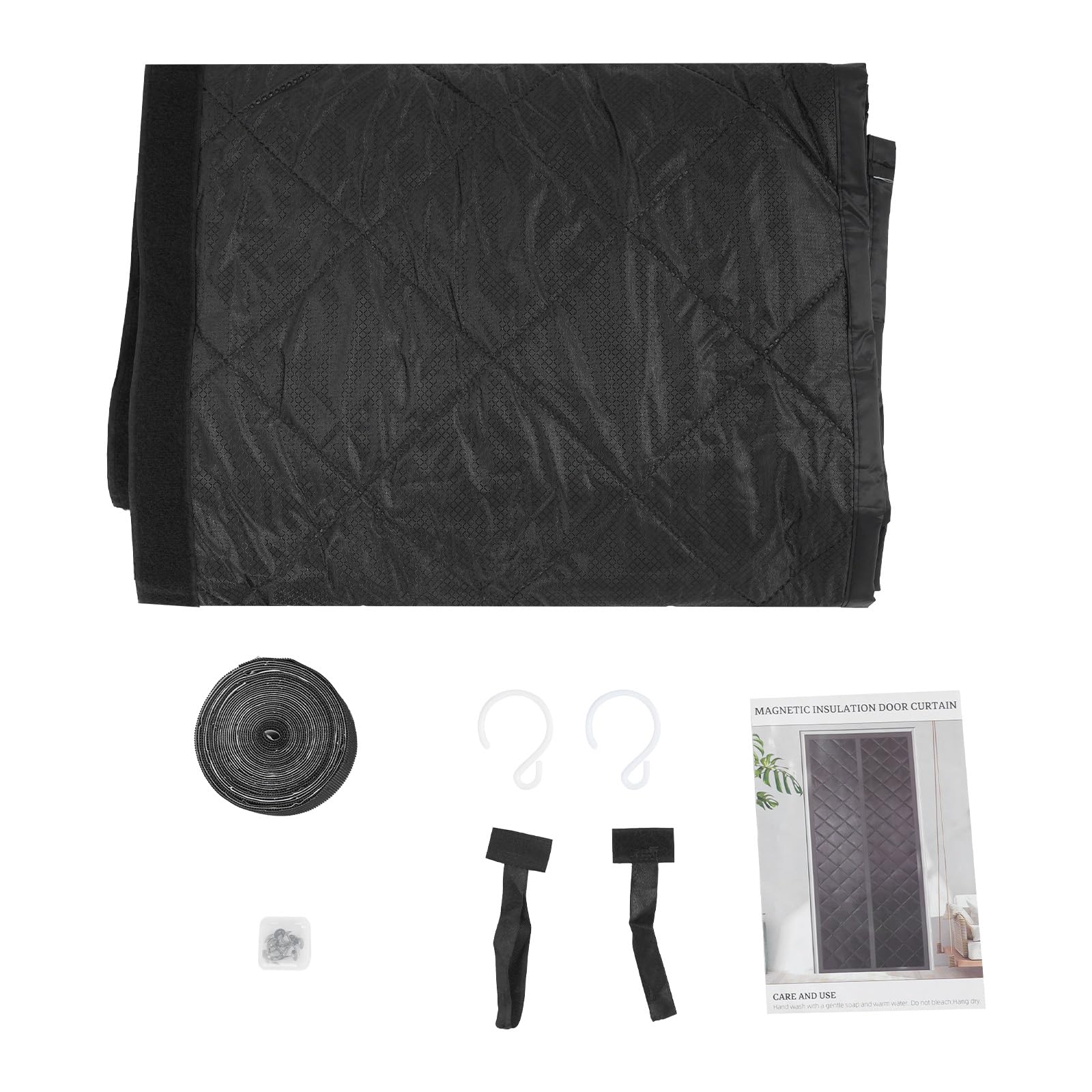 Cortina para puerta con aislamiento térmico, cortina protectora aislada, cortina térmica magnética para puerta, cortinas opacas, cortinas de privacidad (negro, largo x alto x alto 95 x 210 cm