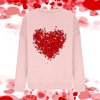 Valphsio - Felpa Girocollo Con Stampa A Cuore E Maniche Lunghe Per San Valentino Da Donna~p121928228