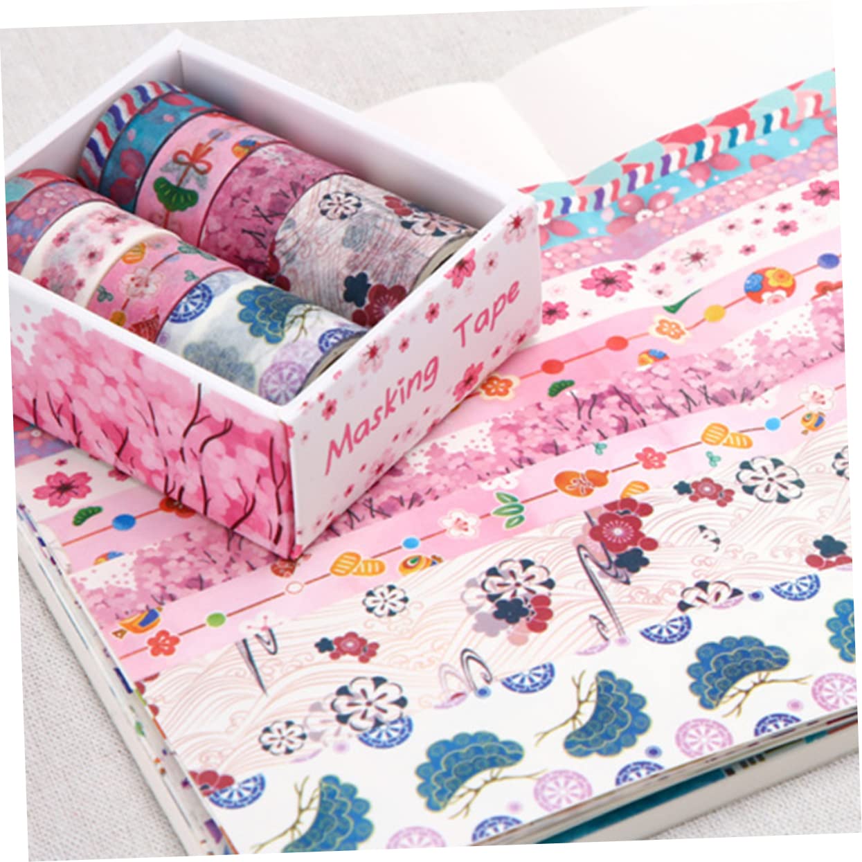 NUOBESTY 10rotoli Scatola Washi Tape Adesivo Per Decorazioni Fai Te Carta Per Scrapbook e Diario Motivo Albero Di Ciliegio