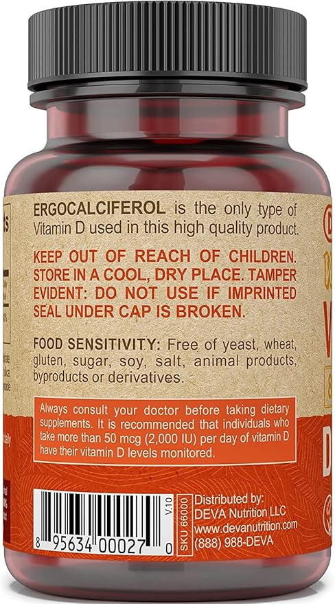 Vitamina D 800 IU Vegana 90 Tabletas Deva Vegan Vitamins miniatura 3