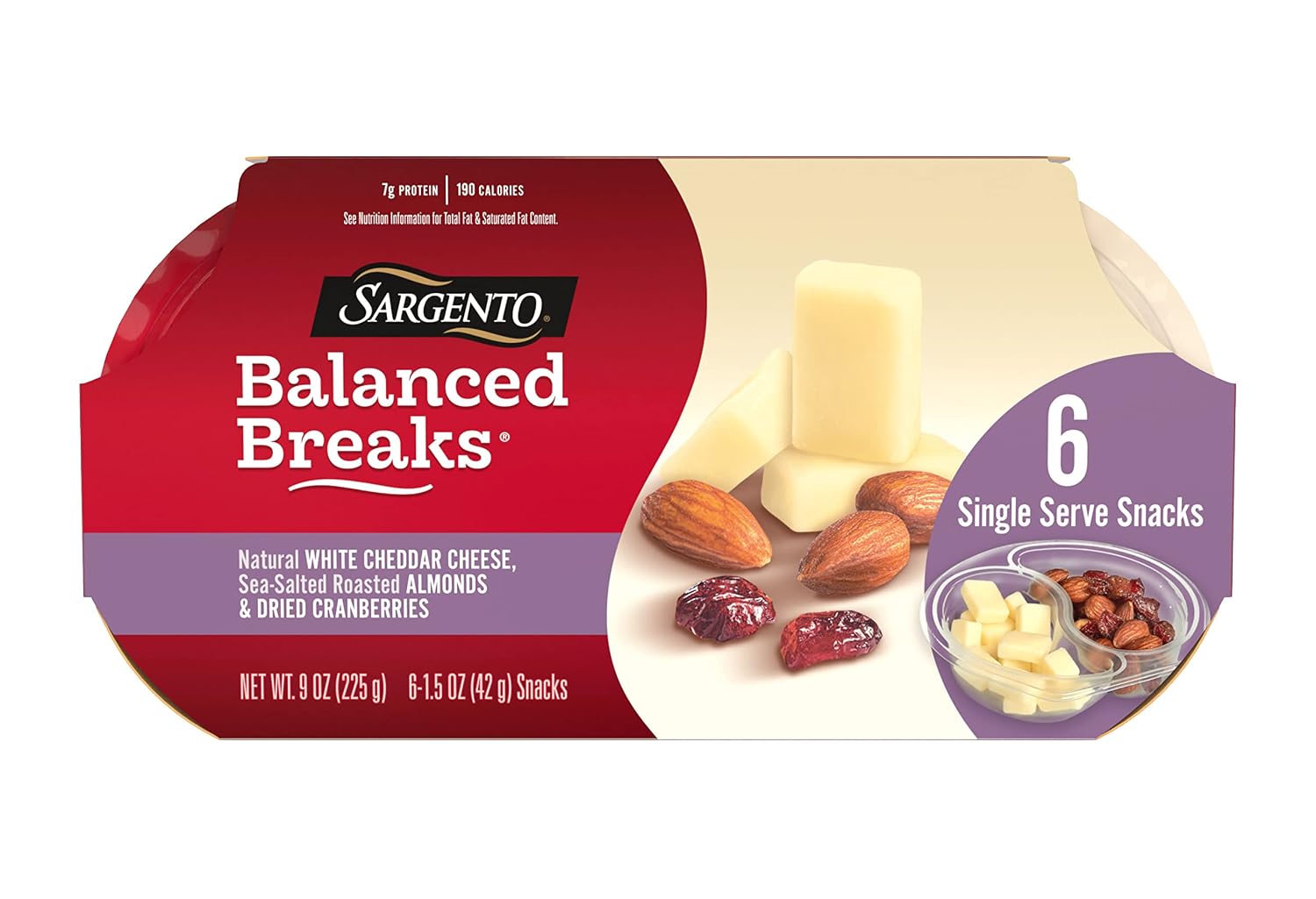 Sargento Balanced Breaks Roasted Almonds Dried Cranberries Box, 9 Oz