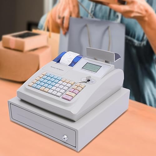 Miniatura 3 de Caja registradora Sistema de gestión de efectivo electrónica con cajón de efectivo, llaves y contraseñas para abrir, 7 métodos de pago