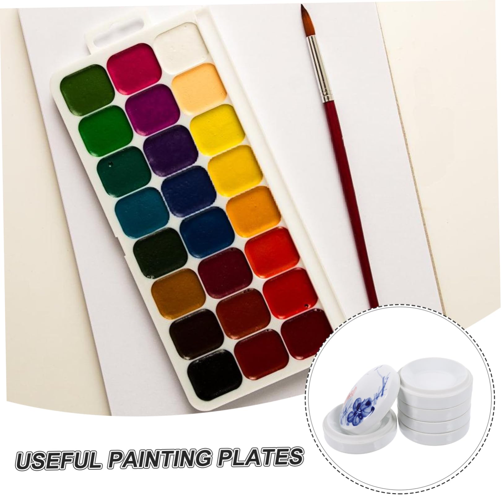 Gadpiparty Keramikimitat zum Mischen von Farben mit Deckel Aquarellpigmentpalette Farbmischpalette Pigmentbrett für Malerei