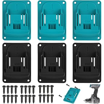 XCDMJ Pack of 6 Wall Mount Tool Holder for Makita 18 V, Power Tool Drilling Tools Holder with 24 Screws, Tool Holder for the 