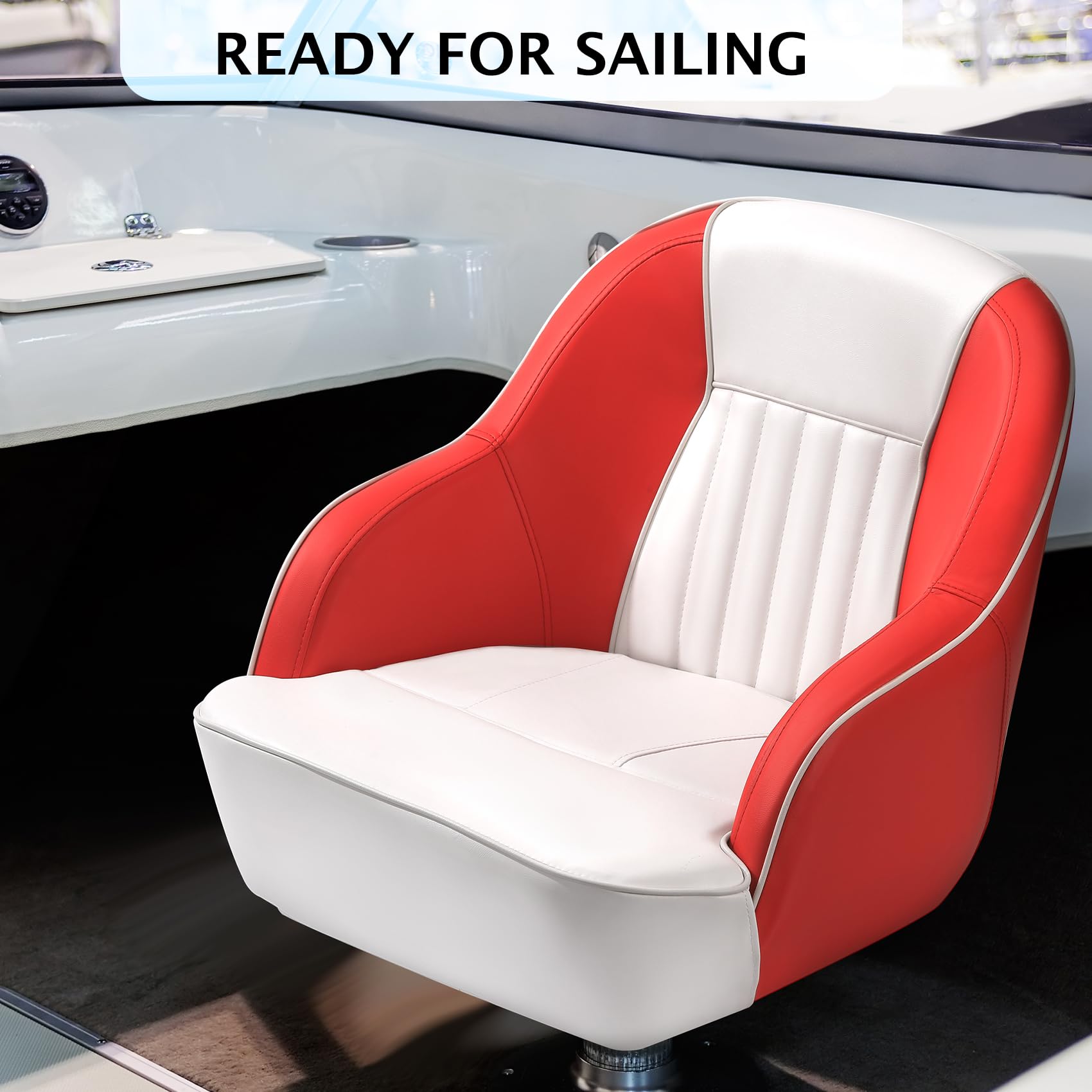 Sedia capitano ergonomica per barca pontoon - Imbottitura in schiuma densa, schienale alto, braccioli curvi - Struttura in plastica stampata a iniezione, montaggio standard - Ideale per pesca