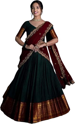 South Indian SemiStiched Half Saree for Women's