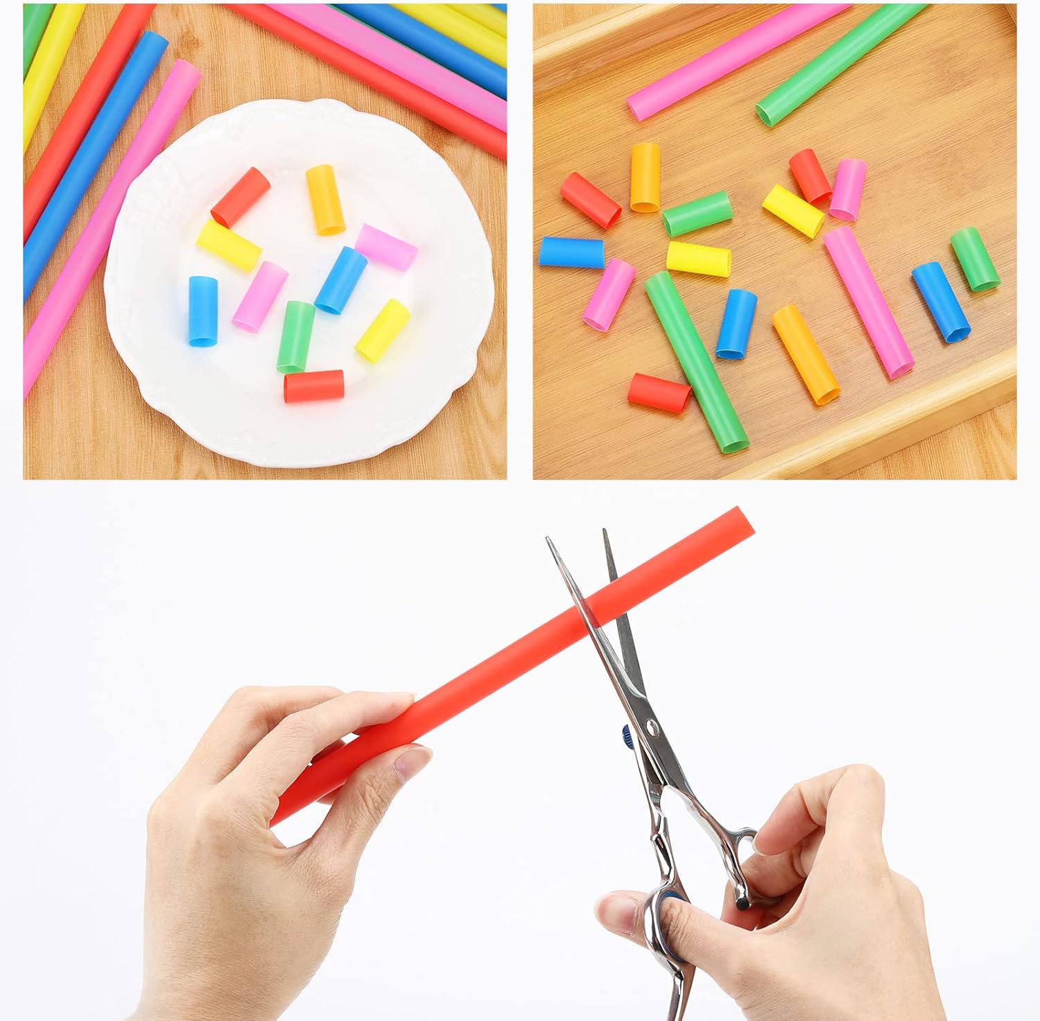 300PCS 8.2" Disposable Plastic Drinking Straws 0.43" Extra Wide Jumbo Smoothie Straws for Bubble Tea Milkshakes Coffee Boba