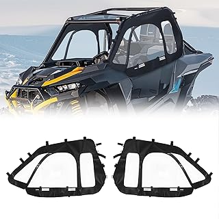 Cab Enclosure Upper Doors, Compatible with Polaris RZR XP 1000/XP Turbo 2014-2023, Soft Upper Doors, Windproof Upgraded Zipper UTV Soft Side Window Kit, Work with Side Mirrors and Windshields