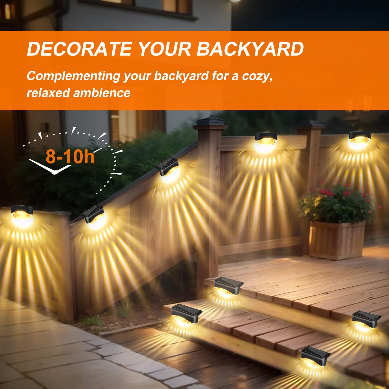 Bzavor Lot de 8 lampes solaires pour extérieur et jardin, étanches IP65, décoration de jardin, éclairage de clôture, éclairage de jardin, éclairage de balcon, lampe d'extérieur