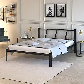 Cama Casal de Ferro Helena Preto Estrutura Reforçada Design Clássico Alta Durabilidade Colchão Casal Fácil de Montar