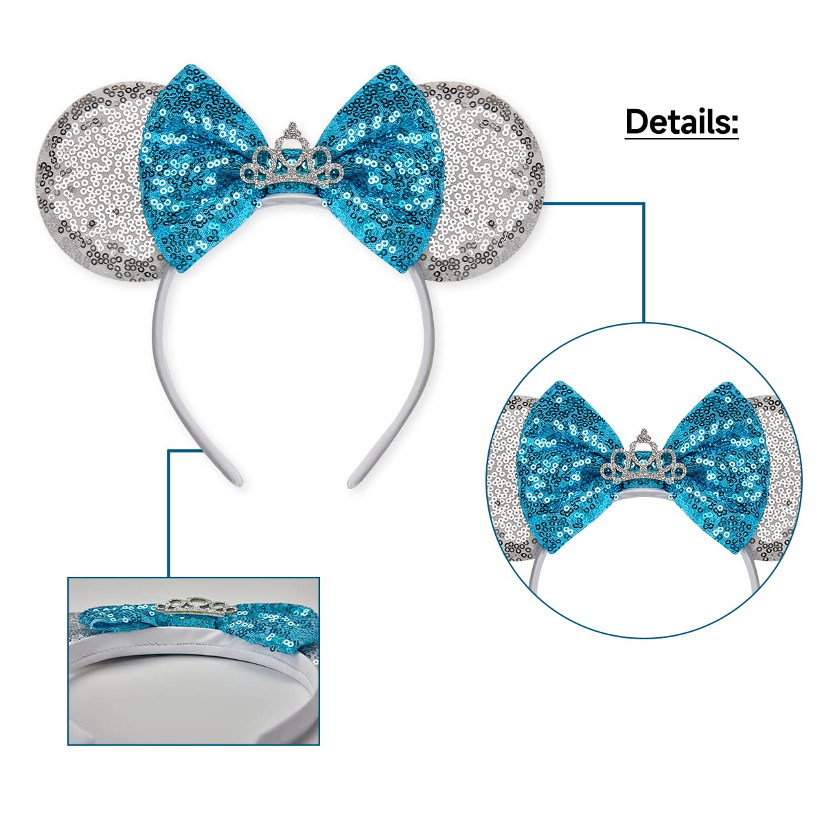 Amazon.com: RAZKO Sequin Mouse Ears Headband, Cinderella 