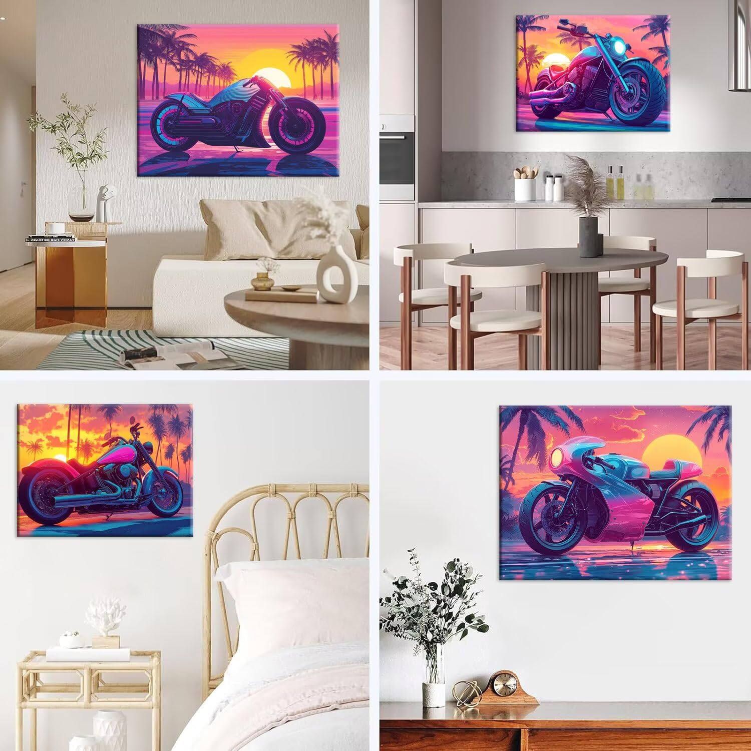 4 szt. Motocykl Diamentowe Malowanie, 5D Diamentowe Malowanie Pełny Zestaw, DIY Dorośli DIY Kryształ Diament Malarstwo Dla, Malarstwo Do Dekoracji Ściany Domu Prezent 80x110cm O-684