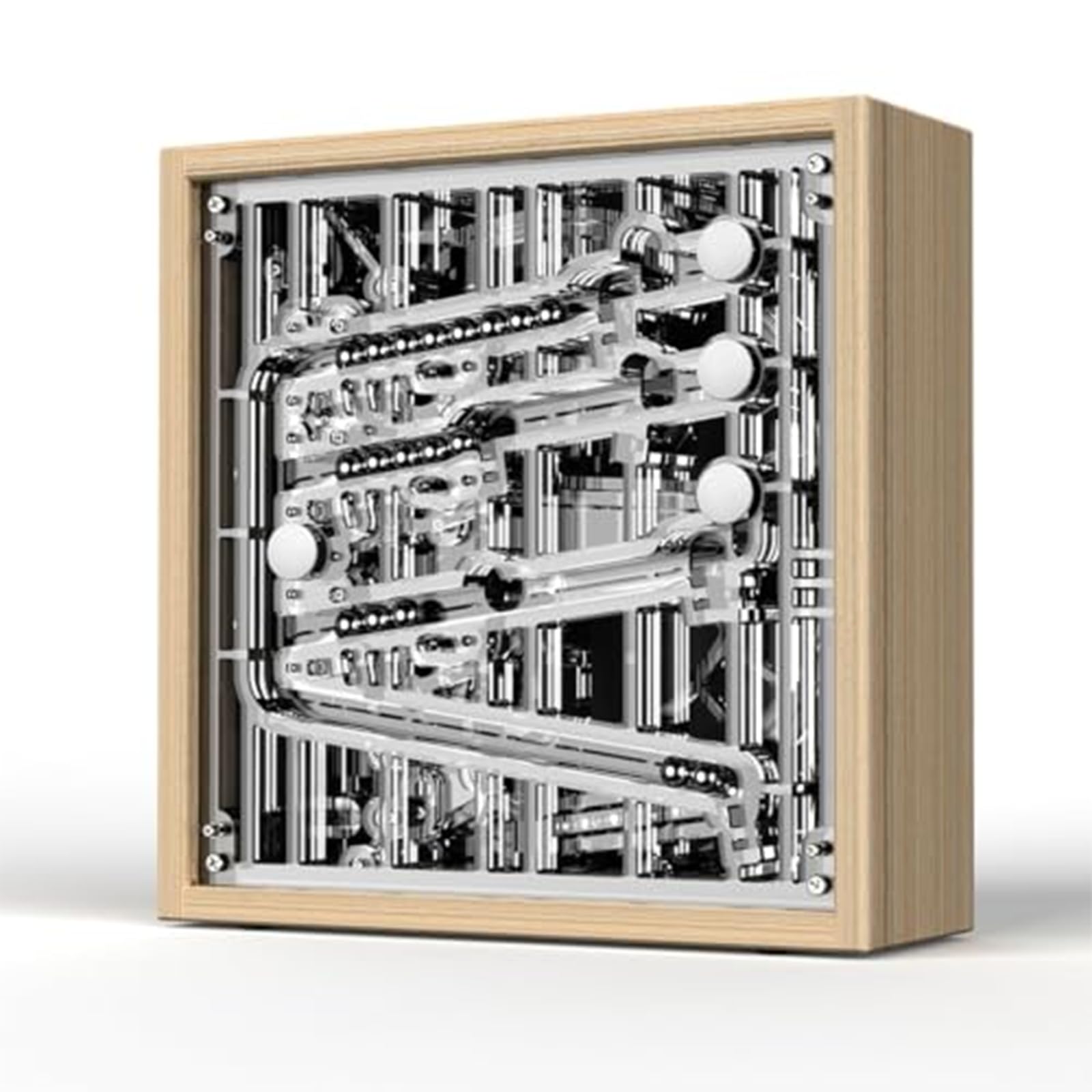 Holz-Rollkugel-Timer, Mechanischer Countdown-Timer Mit 4 Rollbahnen, Kreatives, Entspannendes ZeitmessgeräT FüR Zuhause, BüRo Und Als Schreibtischdekoration