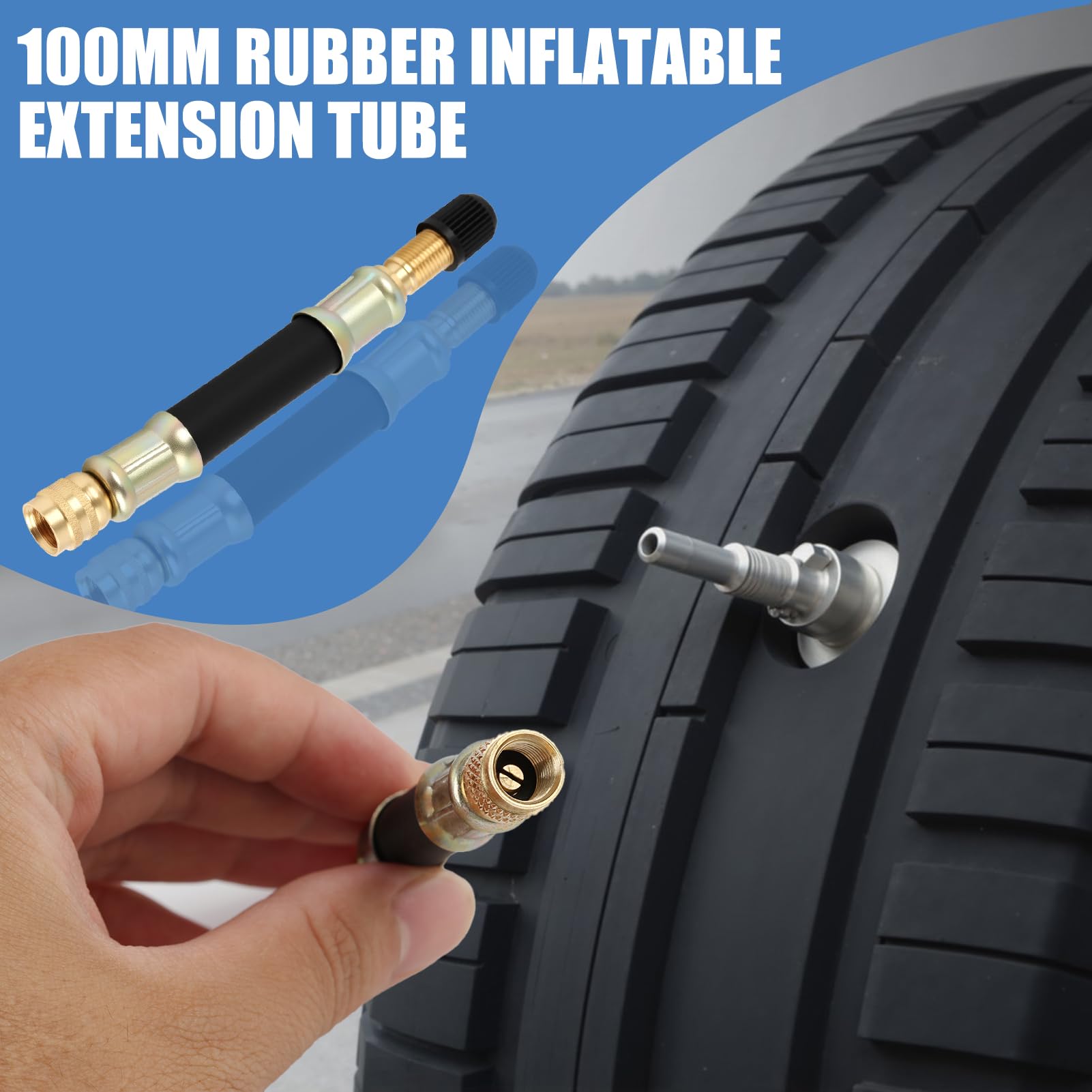4 PCS Estensione universale flessibile per valvola, 100 mm con Tappi di Tenuta, Prolunga Valvola Pneumatici 100mm, Prolunga Valvola in Gomma per Auto, Moto, Bicicletta, Camion, Camper, Passeggini