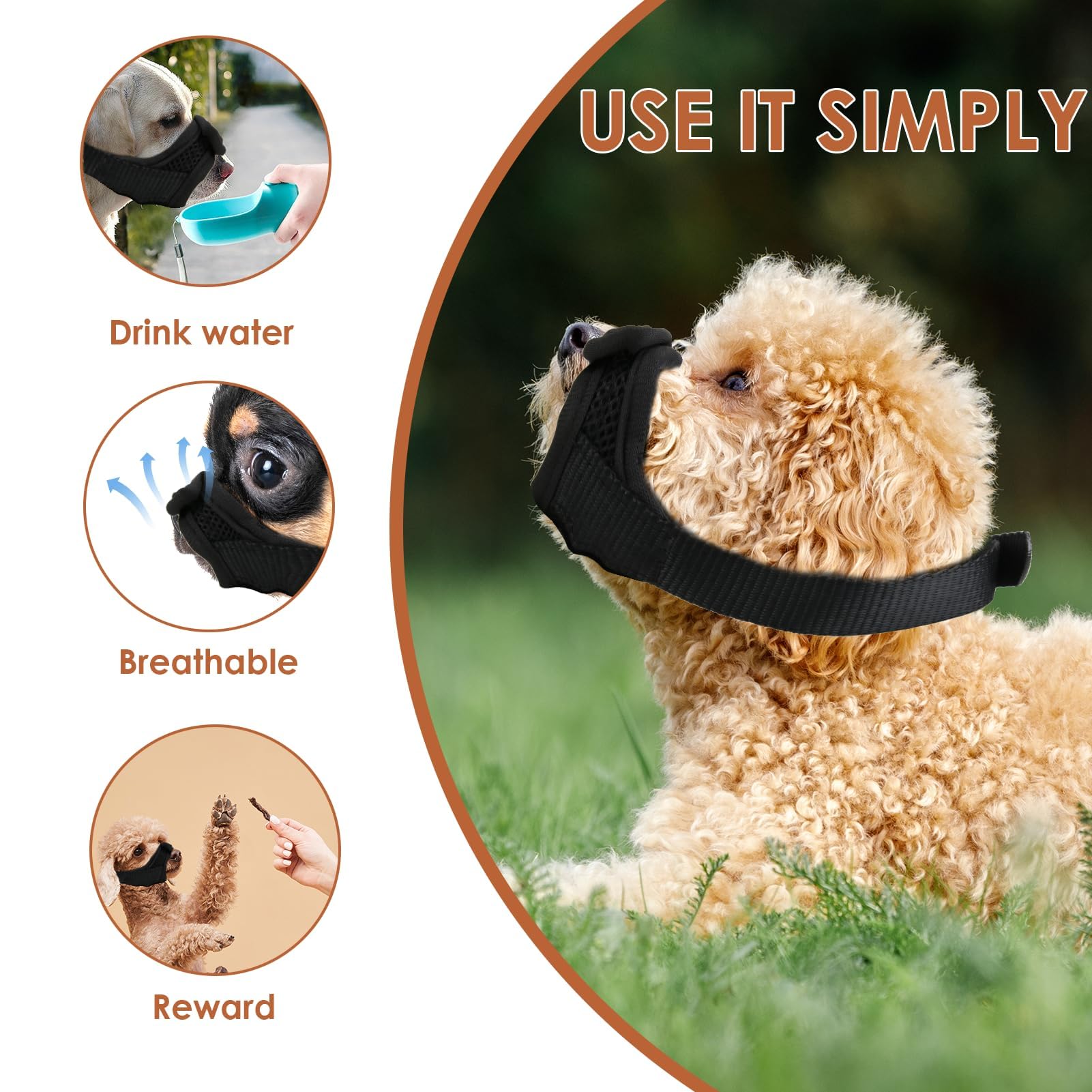 Anti Morsure Muselière Dog Muzzle, Musoliaire Petit Chien Nylon Legere Souple Museliere Réglable Anti Aboiement Intoxication Chiens pour Teddy Bear Shih Tzu Jack Russell Terrier Teckel Nain (S)