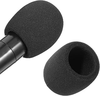 2PCS Mic Cover, Foam Microphone Windscreen, Black Microphone Cover for Handheld-Mic, Condenser-Mic and All Ball Type Microphones