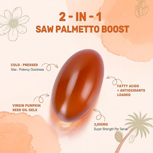 Miniatura 3 de Aceite de semilla de calabaza con cápsulas blandas de palma enana, 3000 mg por porción, 300600 cápsulas blandas  Prensado en frío con ácidos grasos