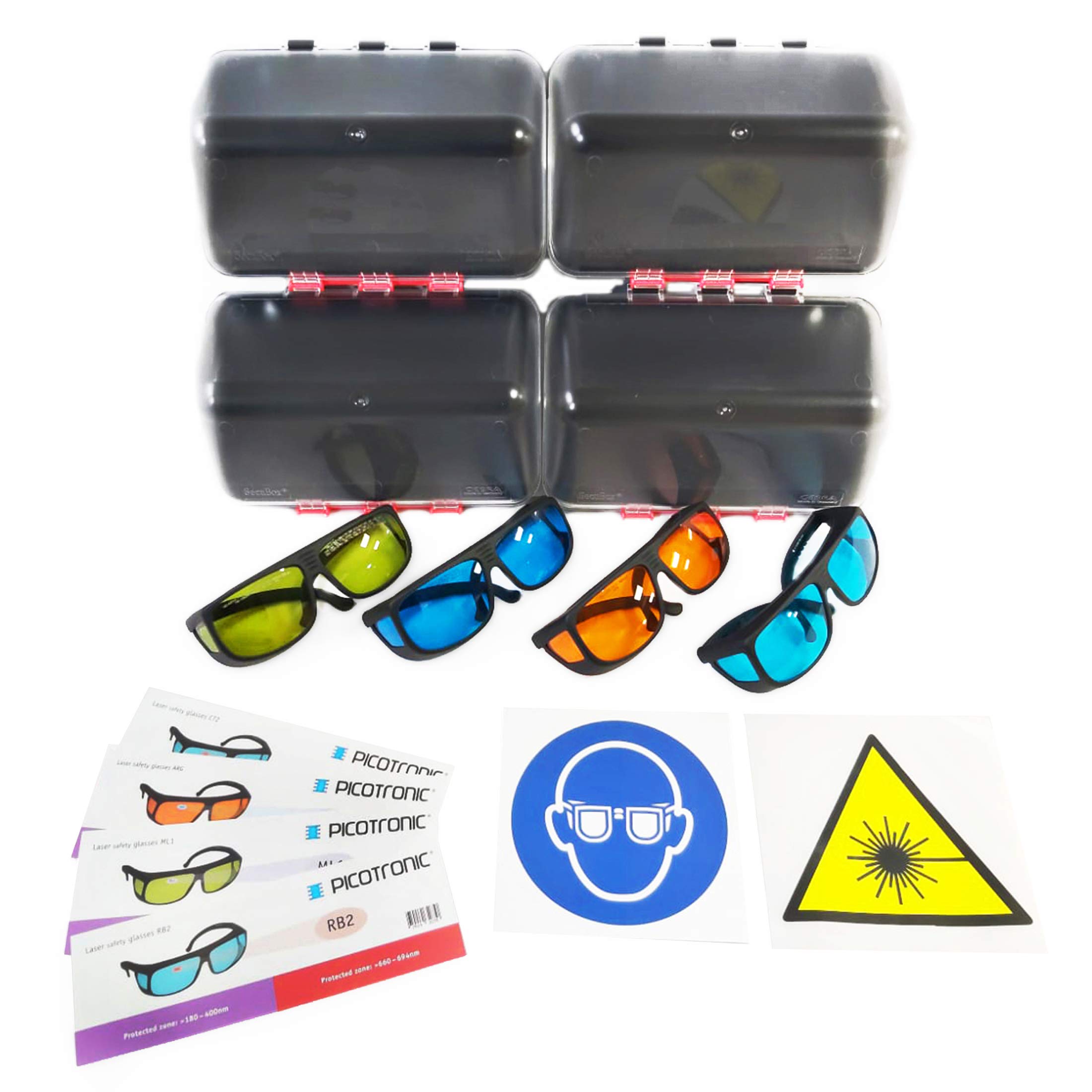 Laserschutzbrillen-Set, zertifiziert nach DIN EN207, 180-1100nm. Zum Laserschweißen, Laserschneiden, Lasermarkieren, Kosmetik. Sichere Aufbewahrung durch Wandhalter. Inkl. W… - 70144352