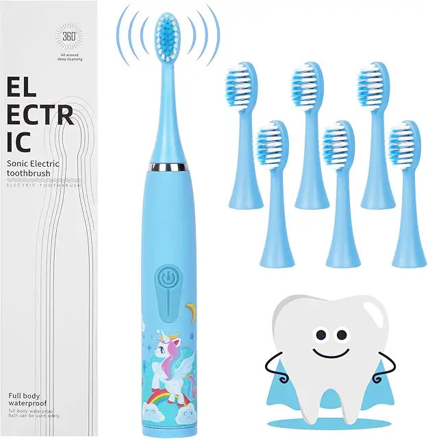 Cepillo Eléctrico Infantil Vicloon - 4 Modos, IPX6, 6 Cabezales - Ideal Niños 3-8 Años